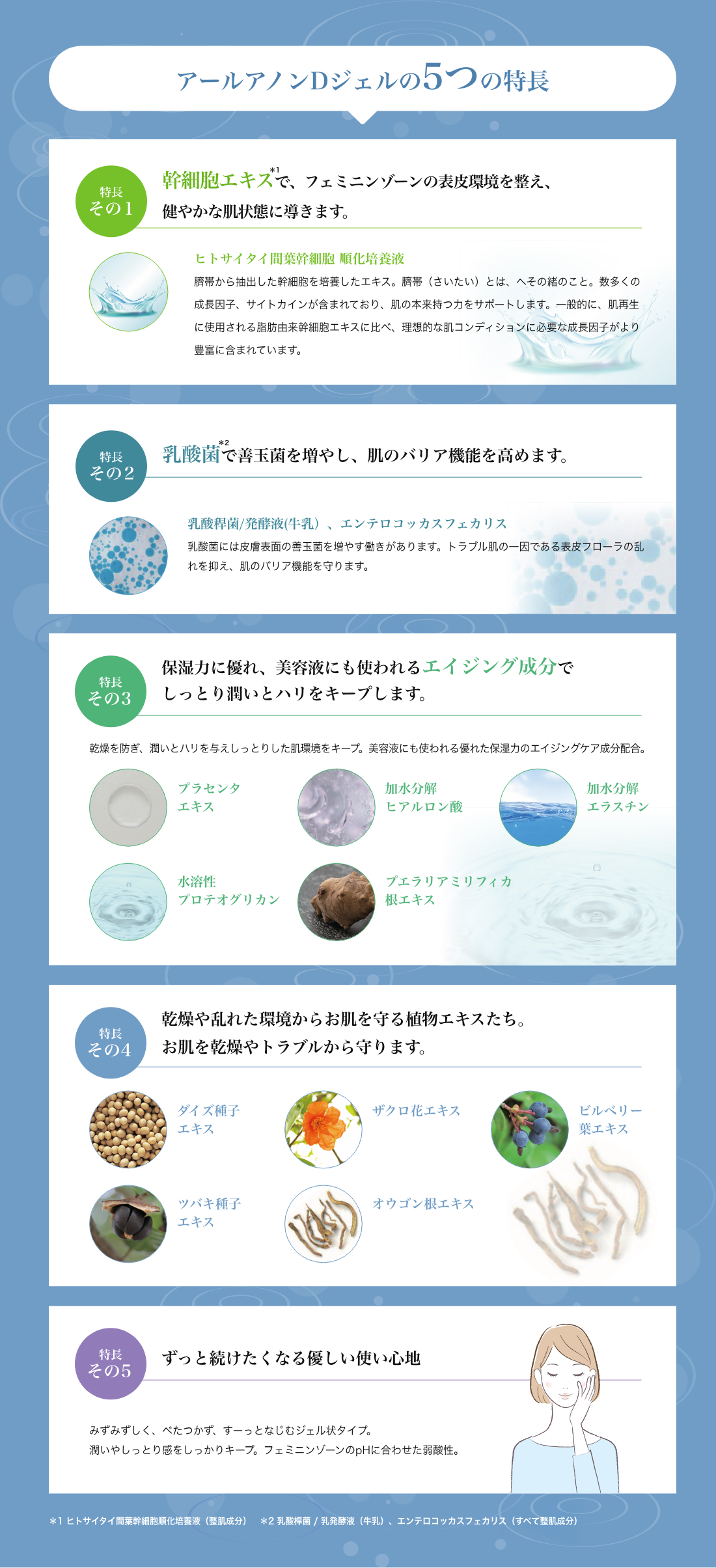 アールアノンDジェルの5つの特長